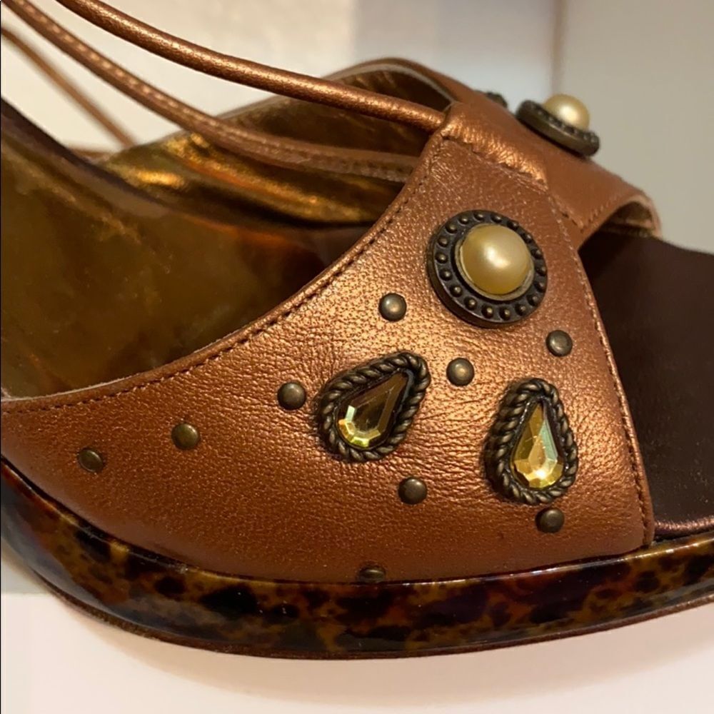 Cole Haan Bronze Wedge Jewel Strappy Sandals - Picture 11 of 16